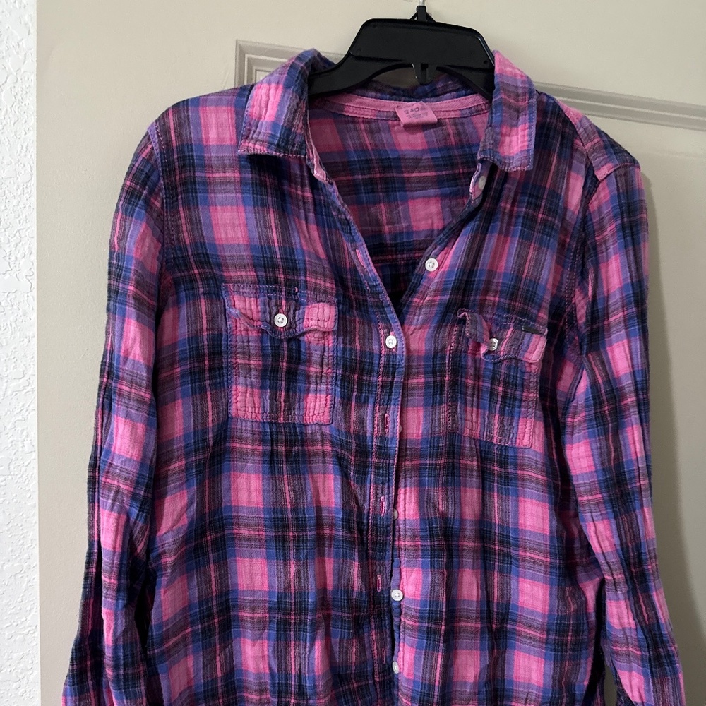 Pink plaid vintage button down